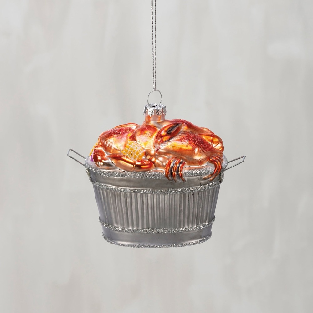 Crab Bucket - Glass Ornament